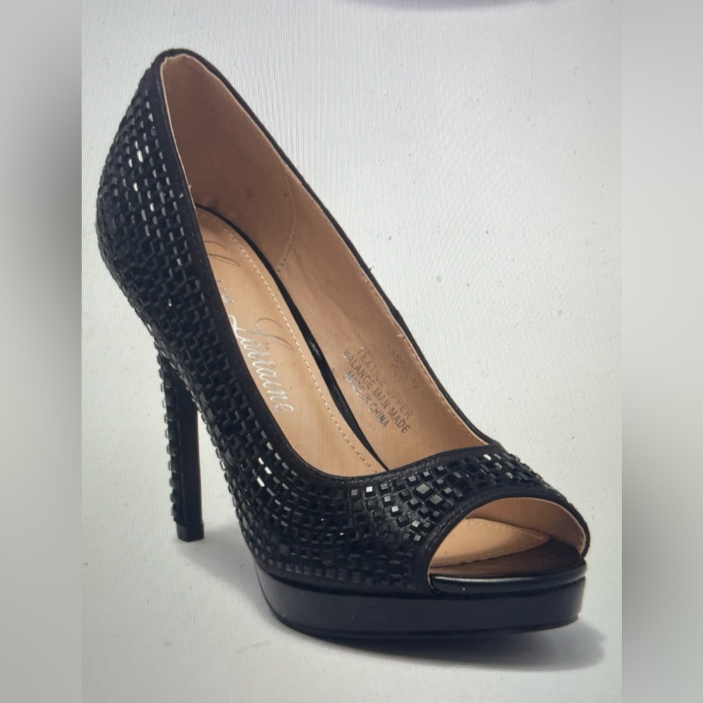 Lauren Lorraine Candie Crystal Embellished Pump - Black- Size 10